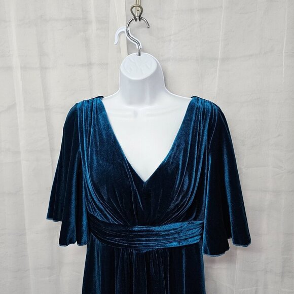 Blue Velour Maxi Dress Romantic Goth Formal Fairy Coquette 4 - Picture 2 of 14